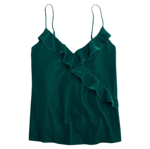 J. Crew Green Going Out Velvet Cami Tank Top Size 12 Evergreen - Picture 3 of 8